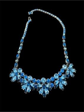 Kramer of New York vintage BlueCrystal Floral Statement Necklace - Women Jewelry